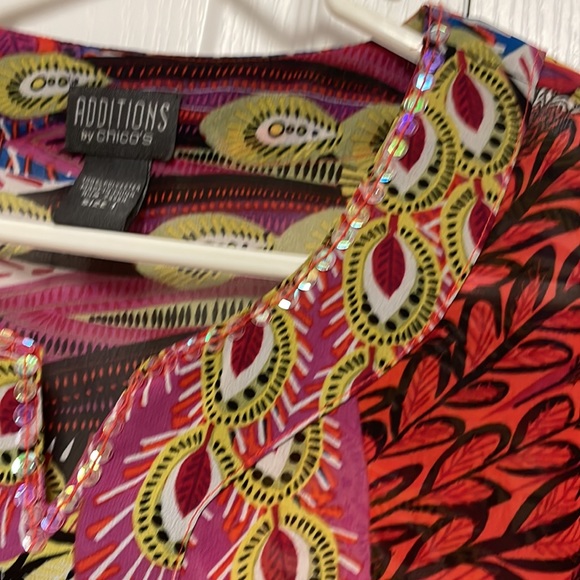 Chico’s Additions Multicolor Semi Sheer Blouse Size 1 - Picture 15 of 17